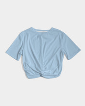 Load image into Gallery viewer, Women&#39;s sky blue joy. Twist-Front Cropped Tee
