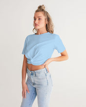 Load image into Gallery viewer, Women&#39;s sky blue joy. Twist-Front Cropped Tee
