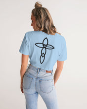 Load image into Gallery viewer, Women&#39;s sky blue joy. Twist-Front Cropped Tee
