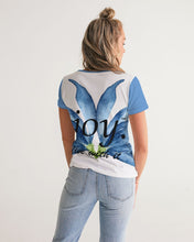 Load image into Gallery viewer, Women&#39;s periwinkle joy. V-Neck Tee
