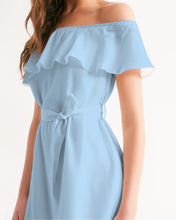 Load image into Gallery viewer, Women&#39;s sky blue joy. Off-Shoulder Dress
