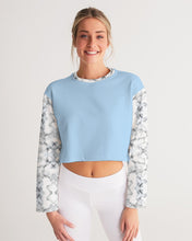 Load image into Gallery viewer, Women&#39;s sky blue joy. Cropped Sweatshirt
