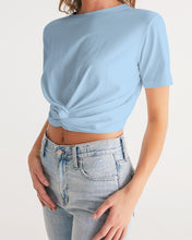 Load image into Gallery viewer, Women&#39;s sky blue joy. Twist-Front Cropped Tee
