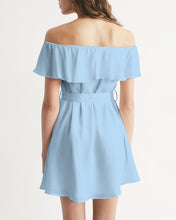 Load image into Gallery viewer, Women&#39;s sky blue joy. Off-Shoulder Dress
