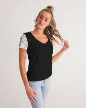 Load image into Gallery viewer, Women&#39;s black joy. V-Neck Tee
