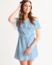 Load image into Gallery viewer, Women&#39;s sky blue joy. Off-Shoulder Dress
