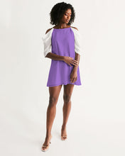 Load image into Gallery viewer, Women&#39;s amethyst joy. Open Shoulder A-Line Dress
