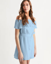 Load image into Gallery viewer, Women&#39;s sky blue joy. Off-Shoulder Dress
