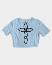 Load image into Gallery viewer, Women&#39;s sky blue joy. Twist-Front Cropped Tee
