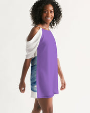 Load image into Gallery viewer, Women&#39;s amethyst joy. Open Shoulder A-Line Dress
