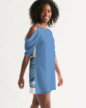 Load image into Gallery viewer, Women&#39;s periwinkle joy. Open Shoulder A-Line Dress
