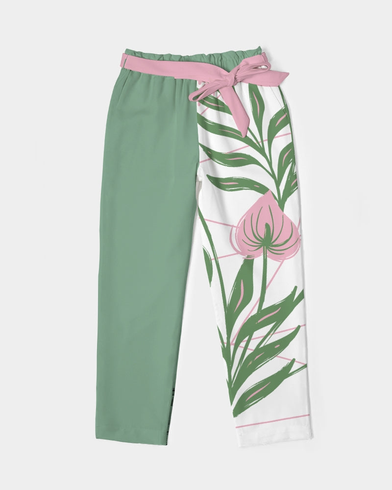 Women's tropical joy. Belted Tapered Pants