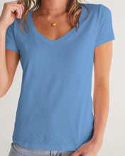 Load image into Gallery viewer, Women&#39;s periwinkle joy. V-Neck Tee
